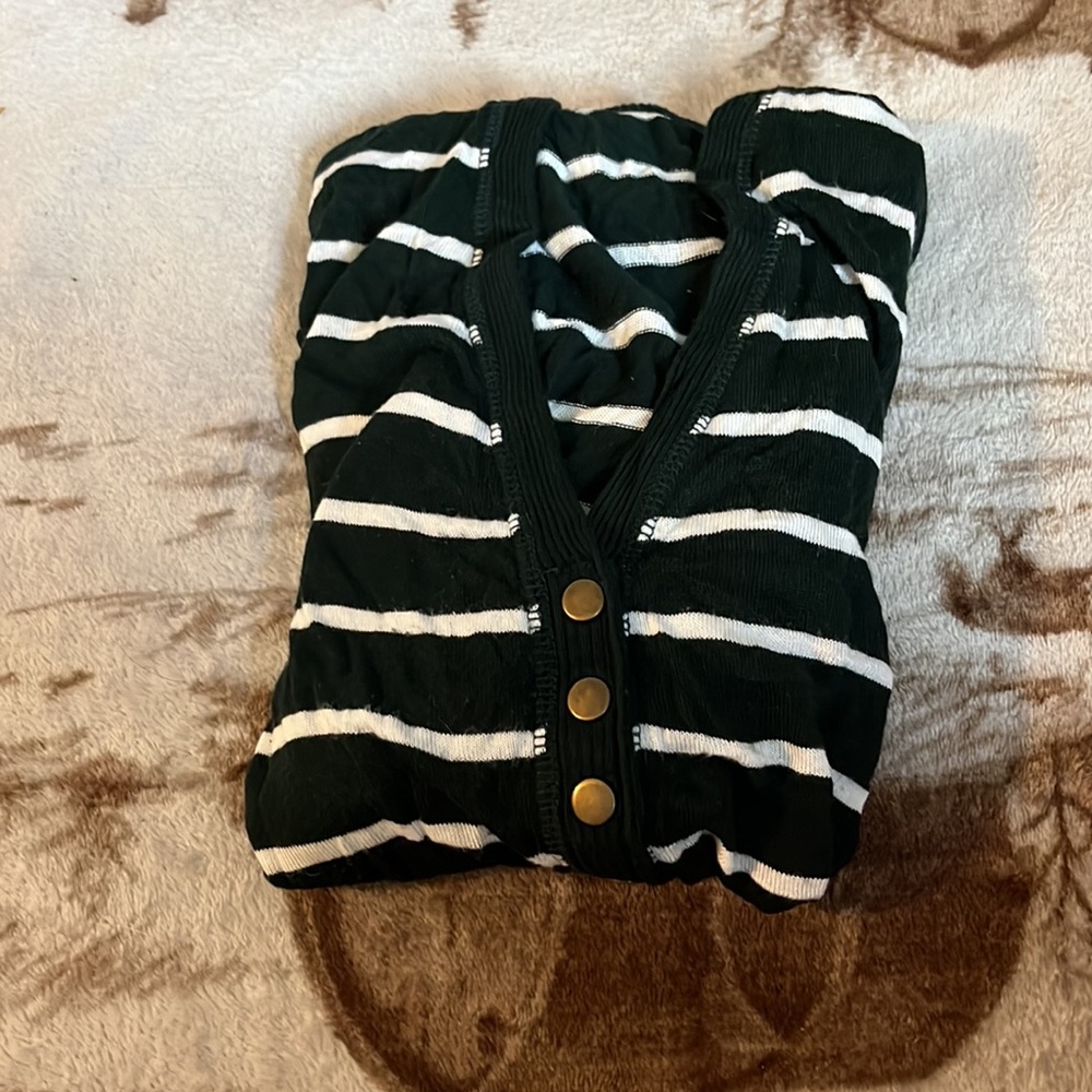 Zenana dark green striped sweater